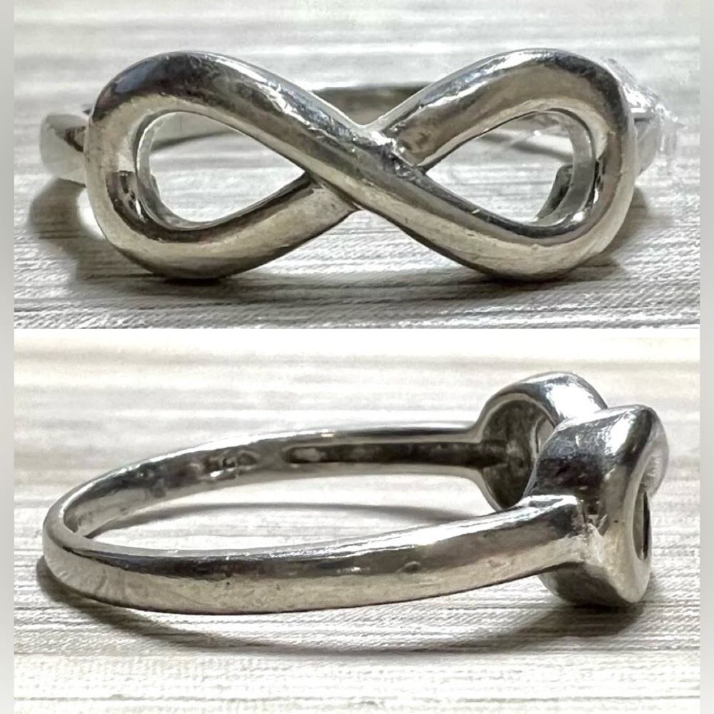 Vintage Classic Sterling Silver Infinity Symbol Forever Band Ring, Size 7.25, 2g